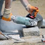 cutting granite stones, bending, work