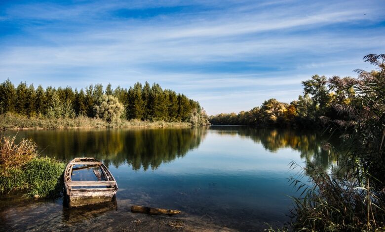 river, boat, bank